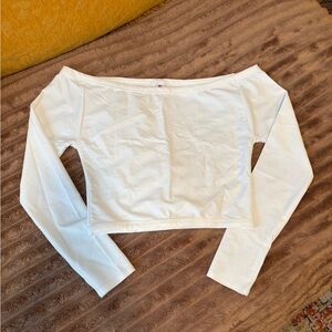 Sofra White Off-Shoulder Crop Top